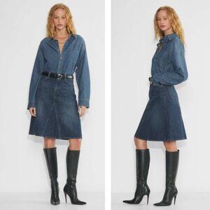 DENIM FORUM Aritzia The '90s Midi Denim Low Rise Skirt Size 27